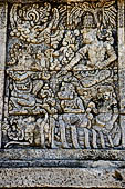 Candi Panataran - Main Temple. Ramayana relief nr 59. The captive Hanuman presented to Rawana.